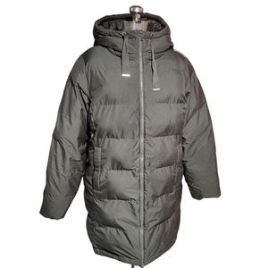 Women's Puffer Winter Parka Olive Green Insulated Warm Hood Coat Jacket